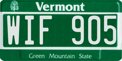 VT license plate WIF905