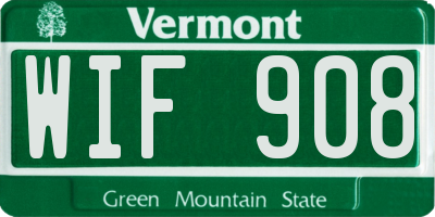 VT license plate WIF908