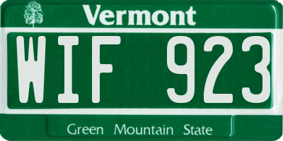 VT license plate WIF923