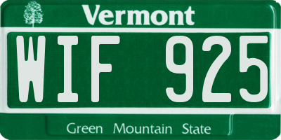 VT license plate WIF925