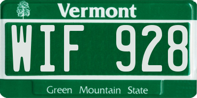 VT license plate WIF928