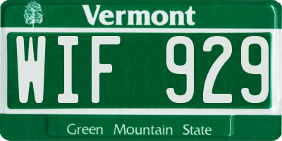 VT license plate WIF929
