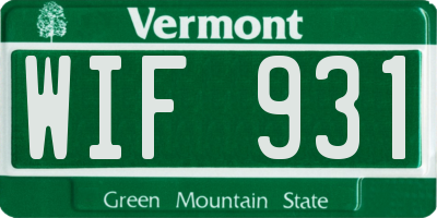 VT license plate WIF931