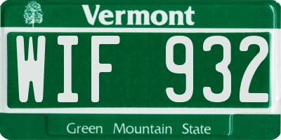 VT license plate WIF932