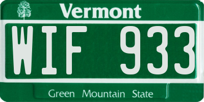 VT license plate WIF933