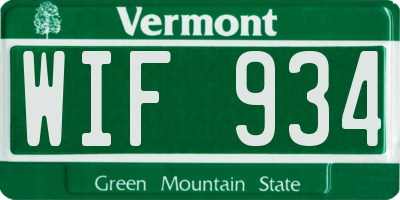 VT license plate WIF934