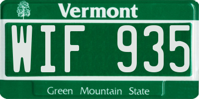 VT license plate WIF935
