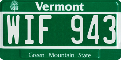 VT license plate WIF943