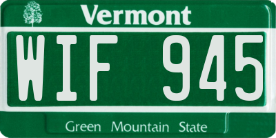VT license plate WIF945