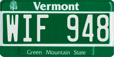 VT license plate WIF948