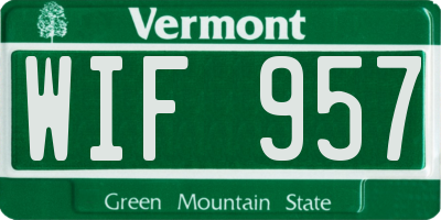 VT license plate WIF957