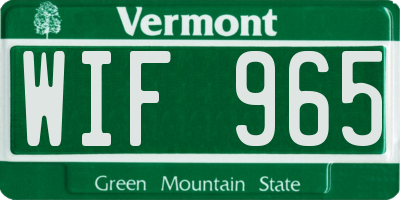 VT license plate WIF965