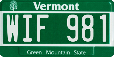 VT license plate WIF981