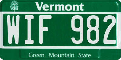 VT license plate WIF982