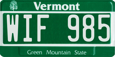 VT license plate WIF985