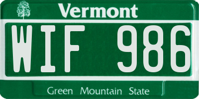 VT license plate WIF986