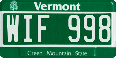 VT license plate WIF998