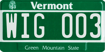 VT license plate WIG003