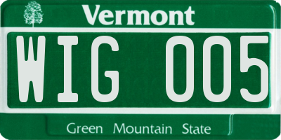 VT license plate WIG005