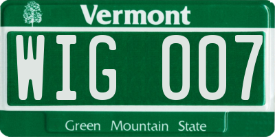 VT license plate WIG007