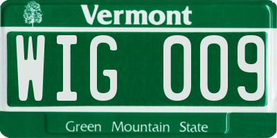 VT license plate WIG009