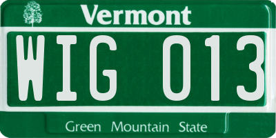 VT license plate WIG013