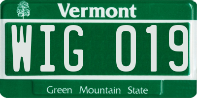 VT license plate WIG019