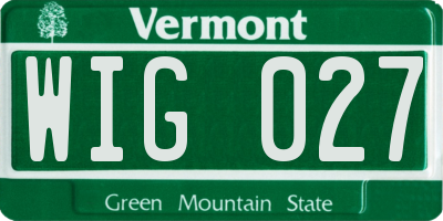 VT license plate WIG027