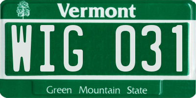 VT license plate WIG031