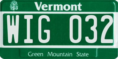 VT license plate WIG032