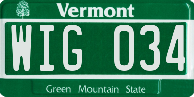 VT license plate WIG034