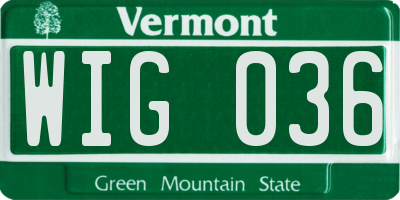 VT license plate WIG036