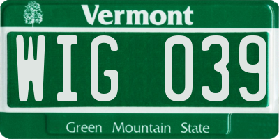 VT license plate WIG039