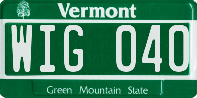 VT license plate WIG040