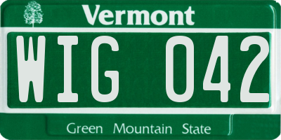 VT license plate WIG042