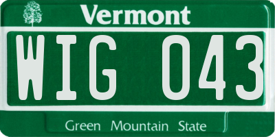 VT license plate WIG043