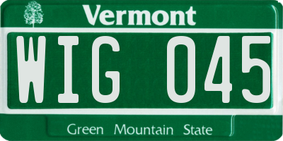 VT license plate WIG045