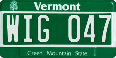 VT license plate WIG047