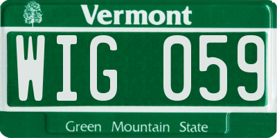VT license plate WIG059