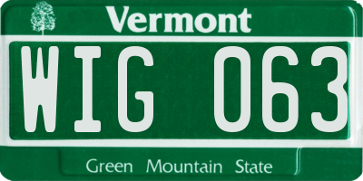 VT license plate WIG063