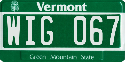 VT license plate WIG067