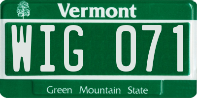 VT license plate WIG071
