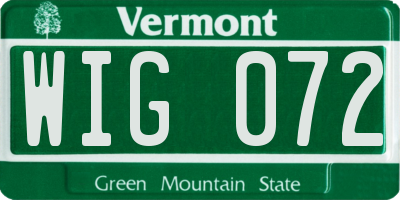 VT license plate WIG072