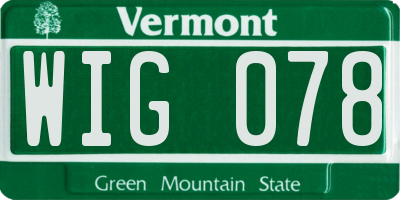VT license plate WIG078