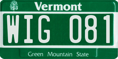 VT license plate WIG081
