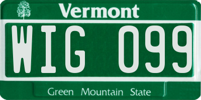 VT license plate WIG099