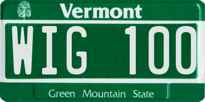 VT license plate WIG100