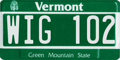 VT license plate WIG102