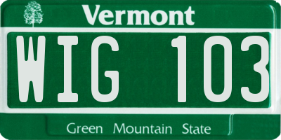 VT license plate WIG103