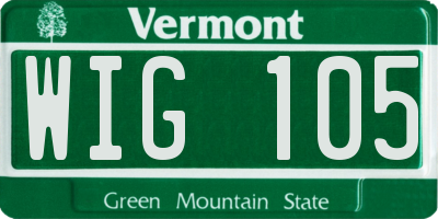 VT license plate WIG105